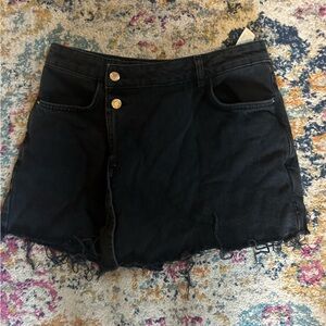 Zara Black Jean Shorts with Frayed Hem